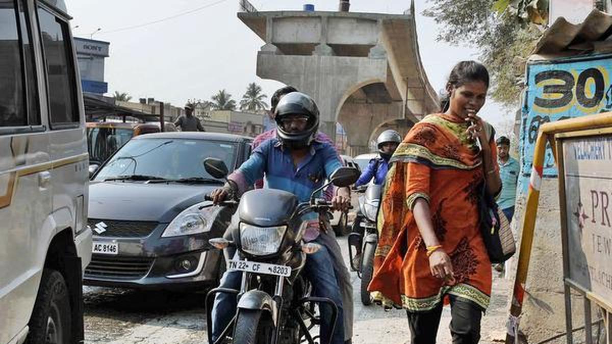 Pedestrians at risk at Velachery junction The Hindu